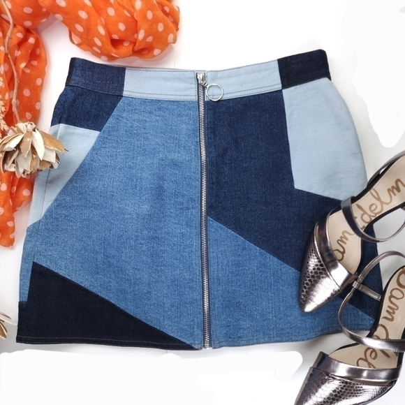 NEW Intermix Luxury Brand Blue Denim Front Zippered Skirt Sz 4 - Picture 4 of 13